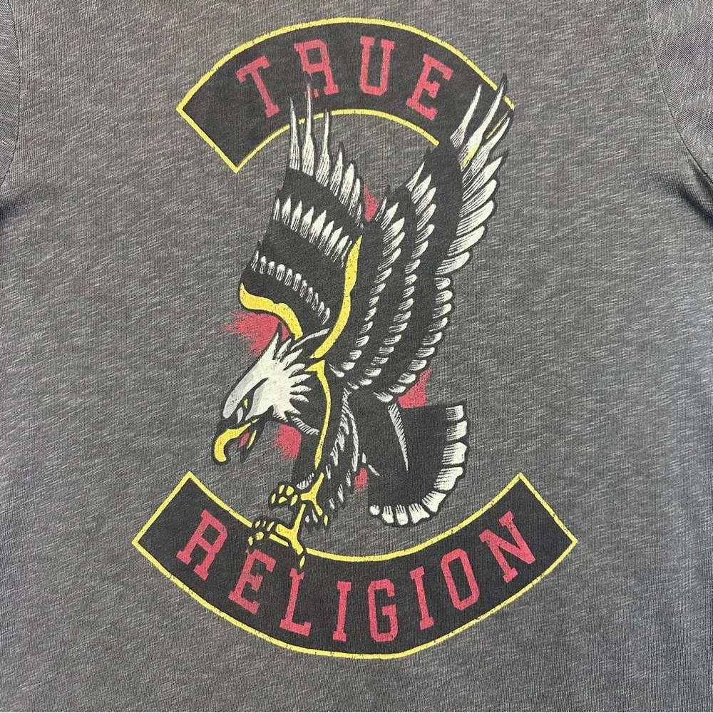 True Religion Shirt Mens XL Gray True Eagle Tee American Traditional Cotton Rock
